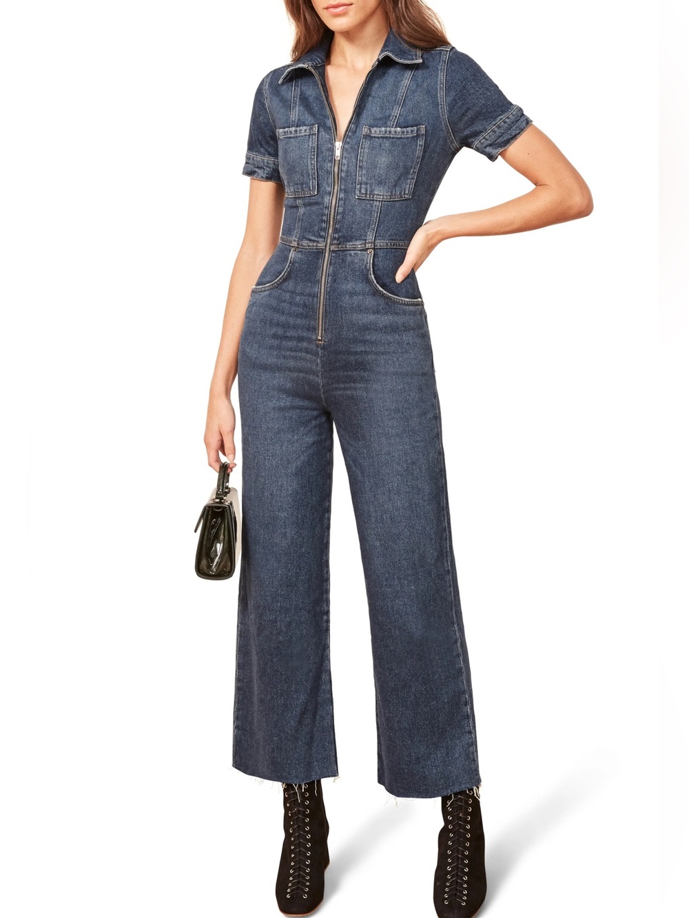 Reformation denim Georgia Jumpsuit in Kasai wash